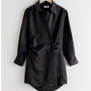 & Other Stories Women's Black Asymmetric Mini Shirt Dress